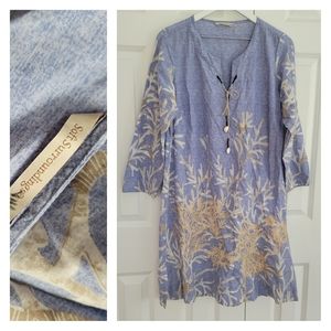 soft surrounding blue seashell dress tunic M